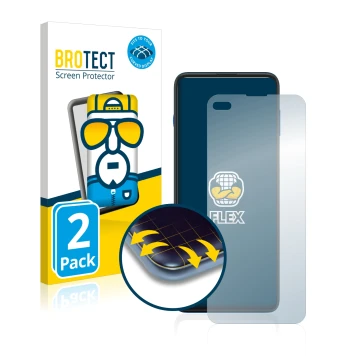 Parte frontal de un envase de producto con el logotipo de la marca BROTECT. Al lado se muestra el dispositivo Motorola G100 co