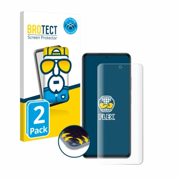 Parte frontal de un envase de producto con el logotipo de la marca BROTECT. Al lado se muestra el dispositivo Xiaomi Poco F3 c