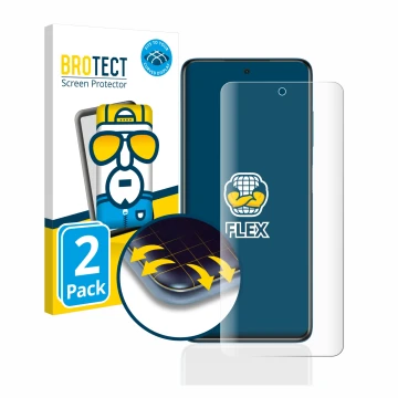 Parte frontal de un envase de producto con el logotipo de la marca BROTECT. Al lado se muestra el dispositivo Xiaomi Poco X3 P