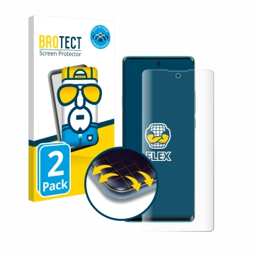 Parte frontal de un envase de producto con el logotipo de la marca BROTECT. Al lado se muestra el dispositivo TCL 20 Pro 5G co