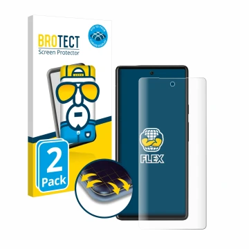 Parte frontal de un envase de producto con el logotipo de la marca BROTECT. Al lado se muestra el dispositivo Google Pixel 6 c