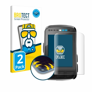 Parte frontal de un envase de producto con el logotipo de la marca BROTECT. Al lado se muestra el dispositivo Wahoo Elemnt Bol