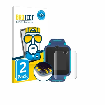 Parte frontal de un envase de producto con el logotipo de la marca BROTECT. Al lado se muestra el dispositivo TCL Movetime Fam