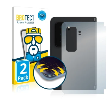 Parte frontal de un envase de producto con el logotipo de la marca BROTECT. Al lado se muestra el dispositivo Microsoft Surfac