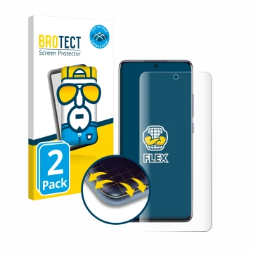 Parte frontal de un envase de producto con el logotipo de la marca BROTECT. Al lado se muestra el dispositivo Xiaomi 12 con su