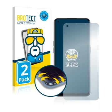 Parte frontal de un envase de producto con el logotipo de la marca BROTECT. Al lado se muestra el dispositivo OnePlus Nord CE 