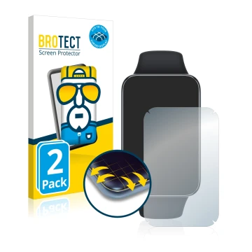 Parte frontal de un envase de producto con el logotipo de la marca BROTECT. Al lado se muestra el dispositivo Xiaomi Smart Ban