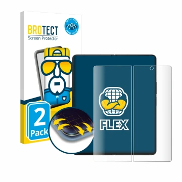 Parte frontal de un envase de producto con el logotipo de la marca BROTECT. Al lado se muestra el dispositivo Samsung Galaxy Z