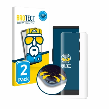 Parte frontal de un envase de producto con el logotipo de la marca BROTECT. Al lado se muestra el dispositivo Vasco Translator