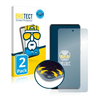 Parte frontal de un envase de producto con el logotipo de la marca BROTECT. Al lado se muestra el dispositivo Motorola Edge 30