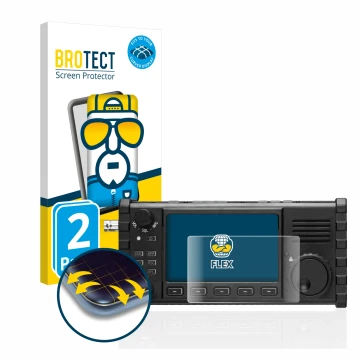 Parte frontal de un envase de producto con el logotipo de la marca BROTECT. Al lado se muestra el dispositivo Xiegu X6100 HF-T