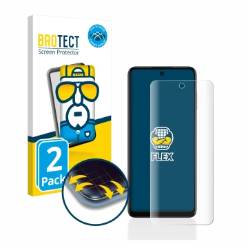 Parte frontal de un envase de producto con el logotipo de la marca BROTECT. Al lado se muestra el dispositivo Motorola Moto G7