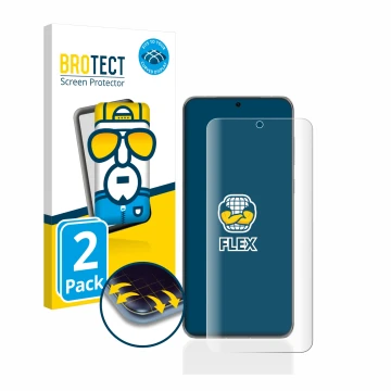 Parte frontal de un envase de producto con el logotipo de la marca BROTECT. Al lado se muestra el dispositivo Huawei P60 Pro c
