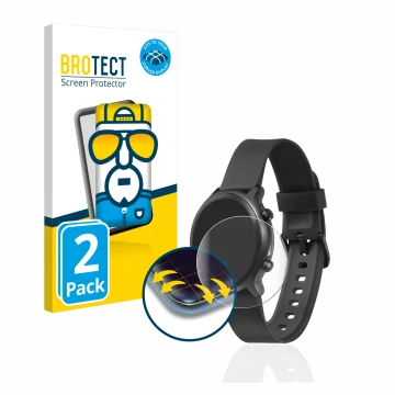 Parte frontal de un envase de producto con el logotipo de la marca BROTECT. Al lado se muestra el dispositivo Doro Watch con s