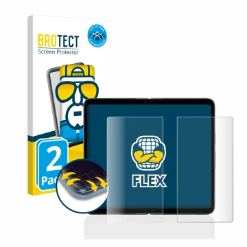 Parte frontal de un envase de producto con el logotipo de la marca BROTECT. Al lado se muestra el dispositivo Google Pixel Fol