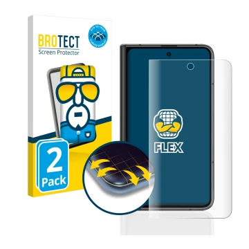 Parte frontal de un envase de producto con el logotipo de la marca BROTECT. Al lado se muestra el dispositivo Google Pixel Fol