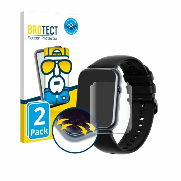 Parte frontal de un envase de producto con el logotipo de la marca BROTECT. Al lado se muestra el dispositivo Mutoy Smartwatch