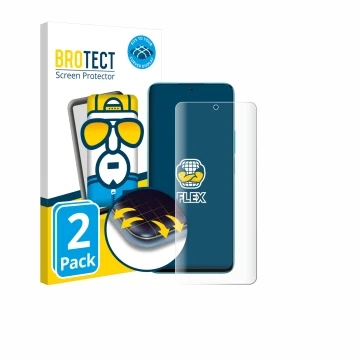 Parte frontal de un envase de producto con el logotipo de la marca BROTECT. Al lado se muestra el dispositivo Honor 90 Lite co