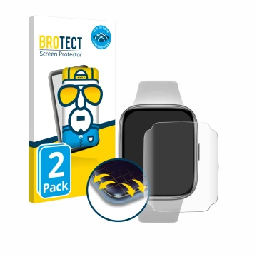 Parte frontal de un envase de producto con el logotipo de la marca BROTECT. Al lado se muestra el dispositivo Xiaomi Redmi Wat