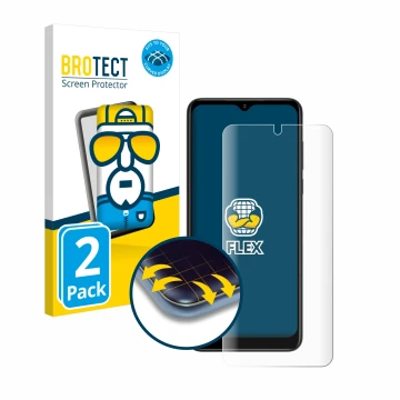 Parte frontal de un envase de producto con el logotipo de la marca BROTECT. Al lado se muestra el dispositivo ZTE Blade V50 De