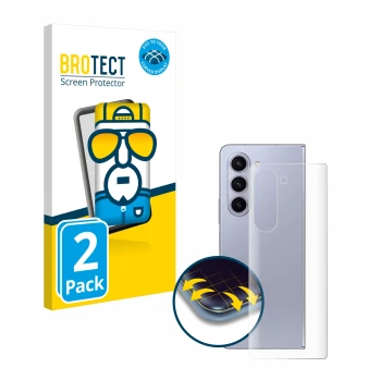 Parte frontal de un envase de producto con el logotipo de la marca BROTECT. Al lado se muestra el dispositivo Samsung Galaxy Z