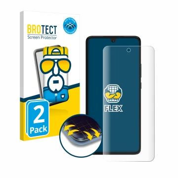 Parte frontal de un envase de producto con el logotipo de la marca BROTECT. Al lado se muestra el dispositivo Motorola Moto G8