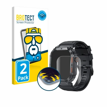 Parte frontal de un envase de producto con el logotipo de la marca BROTECT. Al lado se muestra el dispositivo GaWear K57PRO 1.