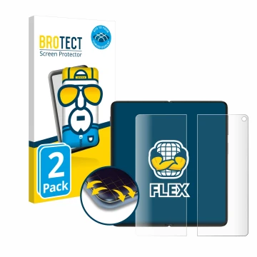 Parte frontal de un envase de producto con el logotipo de la marca BROTECT. Al lado se muestra el dispositivo OnePlus Open (Pa