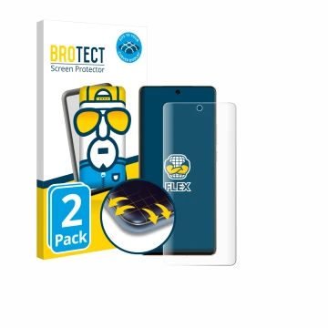 Parte frontal de un envase de producto con el logotipo de la marca BROTECT. Al lado se muestra el dispositivo Vivo X100 Pro co