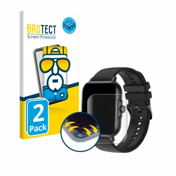 Parte frontal de un envase de producto con el logotipo de la marca BROTECT. Al lado se muestra el dispositivo AcclaFit KM13 1.
