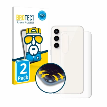 Parte frontal de un envase de producto con el logotipo de la marca BROTECT. Al lado se muestra el dispositivo Samsung Galaxy S