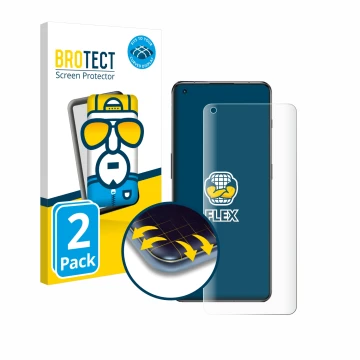 Parte frontal de un envase de producto con el logotipo de la marca BROTECT. Al lado se muestra el dispositivo OnePlus 11 con s