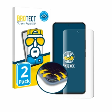 Parte frontal de un envase de producto con el logotipo de la marca BROTECT. Al lado se muestra el dispositivo Xiaomi Poco X6 c