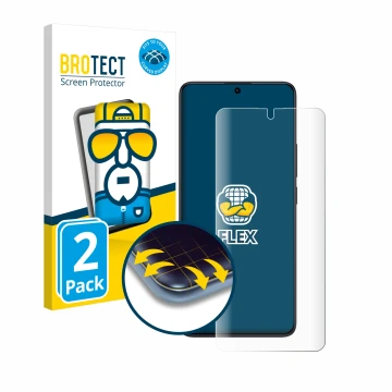 Parte frontal de un envase de producto con el logotipo de la marca BROTECT. Al lado se muestra el dispositivo Xiaomi Redmi Not