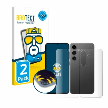 Parte frontal de un envase de producto con el logotipo de la marca BROTECT. Al lado se muestra el dispositivo Samsung Galaxy S