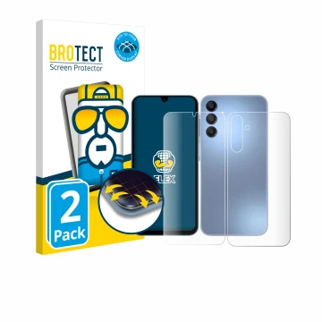 Parte frontal de un envase de producto con el logotipo de la marca BROTECT. Al lado se muestra el dispositivo Samsung Galaxy A