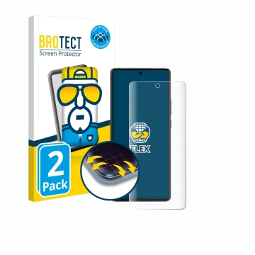 Parte frontal de un envase de producto con el logotipo de la marca BROTECT. Al lado se muestra el dispositivo Vivo X90 Pro Plu