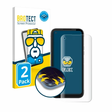 Parte frontal de un envase de producto con el logotipo de la marca BROTECT. Al lado se muestra el dispositivo Gigaset GX6 Pro 