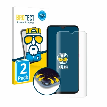 Parte frontal de un envase de producto con el logotipo de la marca BROTECT. Al lado se muestra el dispositivo Gigaset GS5 PRO 