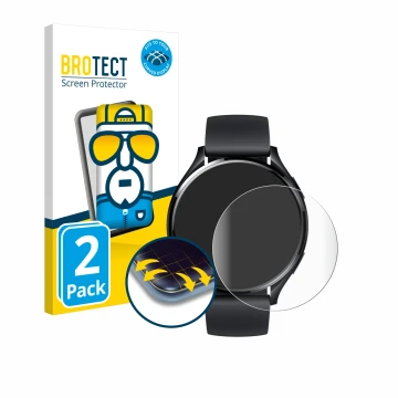 Parte frontal de un envase de producto con el logotipo de la marca BROTECT. Al lado se muestra el dispositivo Xiaomi Watch 2 c