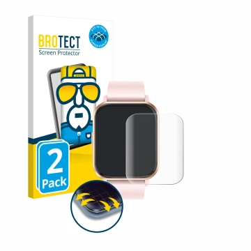 Parte frontal de un envase de producto con el logotipo de la marca BROTECT. Al lado se muestra el dispositivo walkbee Smartwat