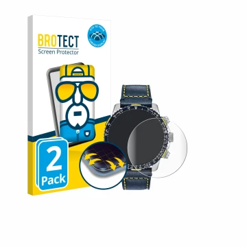 Parte frontal de un envase de producto con el logotipo de la marca BROTECT. Al lado se muestra el dispositivo Citizen Blue Ang