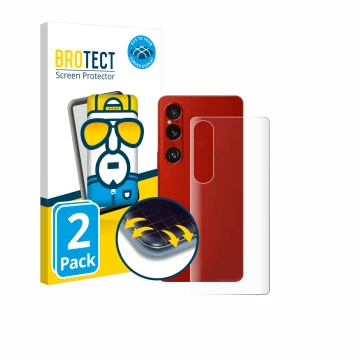 Parte frontal de un envase de producto con el logotipo de la marca BROTECT. Al lado se muestra el dispositivo Sony Xperia 1 VI