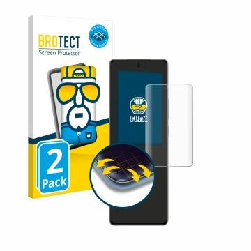 Parte frontal de un envase de producto con el logotipo de la marca BROTECT. Al lado se muestra el dispositivo realme GT 6 con 