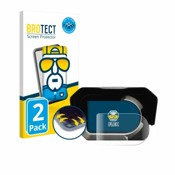 Parte frontal de un envase de producto con el logotipo de la marca BROTECT. Al lado se muestra el dispositivo Kymco CV3 con su