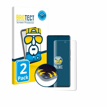 Parte frontal de un envase de producto con el logotipo de la marca BROTECT. Al lado se muestra el dispositivo Vivo V40 con su 