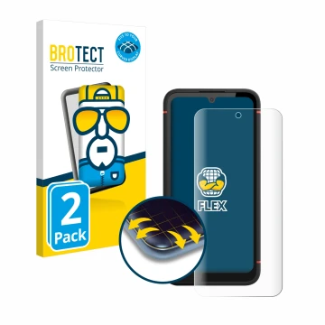 Parte frontal de un envase de producto con el logotipo de la marca BROTECT. Al lado se muestra el dispositivo Gigaset GX4 Pro 