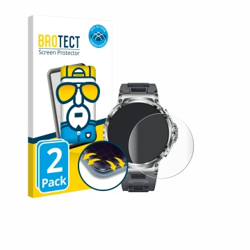 Parte frontal de un envase de producto con el logotipo de la marca BROTECT. Al lado se muestra el dispositivo Smartwatch V69 1