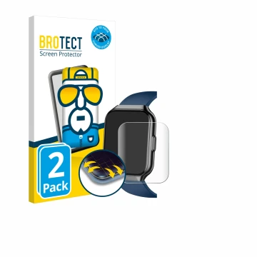 Parte frontal de un envase de producto con el logotipo de la marca BROTECT. Al lado se muestra el dispositivo QCOQ P98 1.96