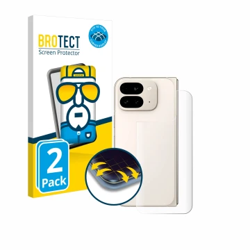 Parte frontal de un envase de producto con el logotipo de la marca BROTECT. Al lado se muestra el dispositivo Google Pixel 9 P